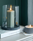 Elegant Amalfi Grey Hurricane Lantern | Large Statement Piece