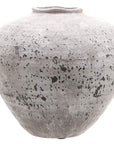 Handcrafted stone ceramic vase with organic texture in neutral gray-beige, 26cm tall, perfect for modern or rustic decor. by Sostter at brixbailey.com