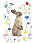 Spring bunny rabbit watercolour greetings card