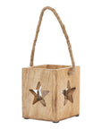 Elegant Natural Wooden Star Tealight Holder | Cozy Glow