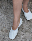 White Leather Barefoot Slippers