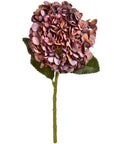 Hand-painted coffee-toned hydrangea stem with realistic petals, bendable wire for arrangements, 42cm height, fade-resistant by sostter at brixbailey.com