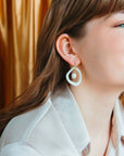 Porcelain and Pearl Hoop Earrings in White