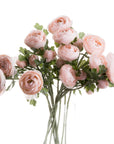 Handcrafted artificial Persian buttercup stems in soft pink with realistic buds and blooms, silk-free synthetic material. by sostter at brixbailey.com