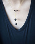 Onyx Tie Necklace in Silver or Gold