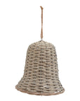 Handwoven Jumbo Wicker Bell Ornament Rustic Holiday Accent