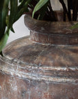 Large brown ceramic water pot with textured surface, wide mouth, and Mediterranean design, 39 cm tall.by Sostter at brixbailey.com