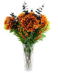 Pack of 6 x Artificial Flowers Extra Large Reflex Chrysanthemum - Orange 75cm-1