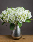 White lace cap hydrangea artificial flower with realistic clustered florets and textured blooms, 48cm tall by sostter at brixbailey.com