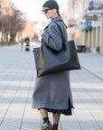 Large Handbag Adele - Genuine Black Leather