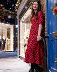 Red Leopard Midi Breastfeeding Dress | MilkyMoon