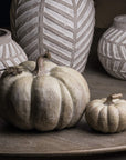 Whitewashed Wooden Pumpkin Ornament for Home Decor