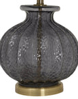 Black Fluted Glass Table Lamp with Velvet Shade