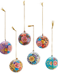 Handmade Papermache Christmas Baubles Set Of 6