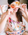 Silk eye mask with tropical floral print designs