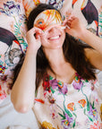 Tropical Silk Pillowcase in hand painted 'Eden' print, Oxford Pillowcase
