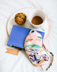 Silk eye mask with tropical floral print designs