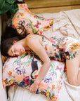Tropical Silk Pillowcase in hand painted 'Eden' print, Oxford Pillowcase