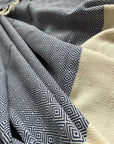 Luxury Alicia King Size Bed Throw XL, premium hand-loomed organic cotton, stylish dark navy blue, best-selling oversized throw by Wildash London at brixbailey.com