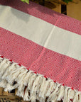 Luxury Alicia King Size Cherry Red Bed Throw, premium hand-loomed organic cotton, stylish diamond weave, best-selling supersoft throw by Wildash London at brixbailey.com