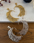 Boho Peacock Filigree Ear Cuff - No Piercing Wrap Earring in Silver & Gold