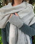 Gray Plush Knit Alpaca Scarf