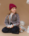 100% Baby Alpaca Cable Hat for Kids - Mulberry