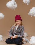 100% Baby Alpaca Cable Hat for Kids - Mulberry