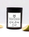 Amalfi Coast luxury handmade scented candle, premium citrus herb musk aromatherapy, vegan friendly, elegant soothing ambiance by Wolf & Wilde at brixbailey.com
