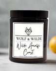 Amalfi Coast luxury scented candle, premium handmade aromatherapy with citrus, herbs, musk, vegan friendly, elegant soothing ambiance by Wolf & Wilde at brixbailey.com