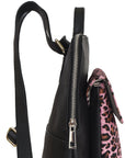 Pink Leopard Print Leather Flap Pocket Backpack Brix and Bailey Ethical Handbag Brand