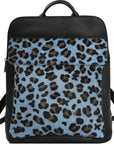 Blue Animal Print Leather Flap Pocket Backpack Brix and Bailey Ethical Bag Brand