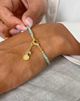 Milos Gemstone and Gold Bead Bracelet Amazonite