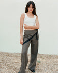 Felted Wool Triangle Scarf with lace in mocha