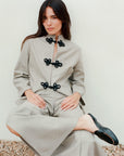 The Wilma Stand-Up Collar Wool Overshirt in beige