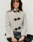 The Wilma Stand-Up Collar Wool Overshirt in beige