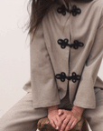 The Wilma Stand-Up Collar Wool Overshirt in beige