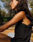 The Jeanne Ruffled Top in black