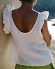 The Jeanne Ruffled Top in white