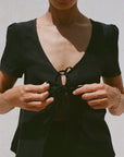 The Laurene Tie Blouse in black