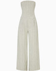The Maggie Bandeau Jumpsuit in striped olive green