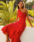 The Amelie Ruffled Dress in red