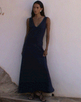 The Athena Maxi Dress in navy blue