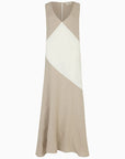 The Athena Maxi Dress in oatmeal and off-white