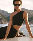 The Ava Asymmetric Maxi Dress in black