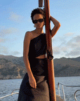 The Ava Asymmetric Maxi Dress in black