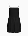 The Harlow Smocked Mini Dress in black