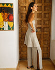 The Chiara Mini Bandeau Dress in oatmeal