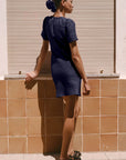 The Clementine Mini Dress in navy blue