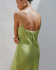 The Nicola Mini Slip Dress in apple green